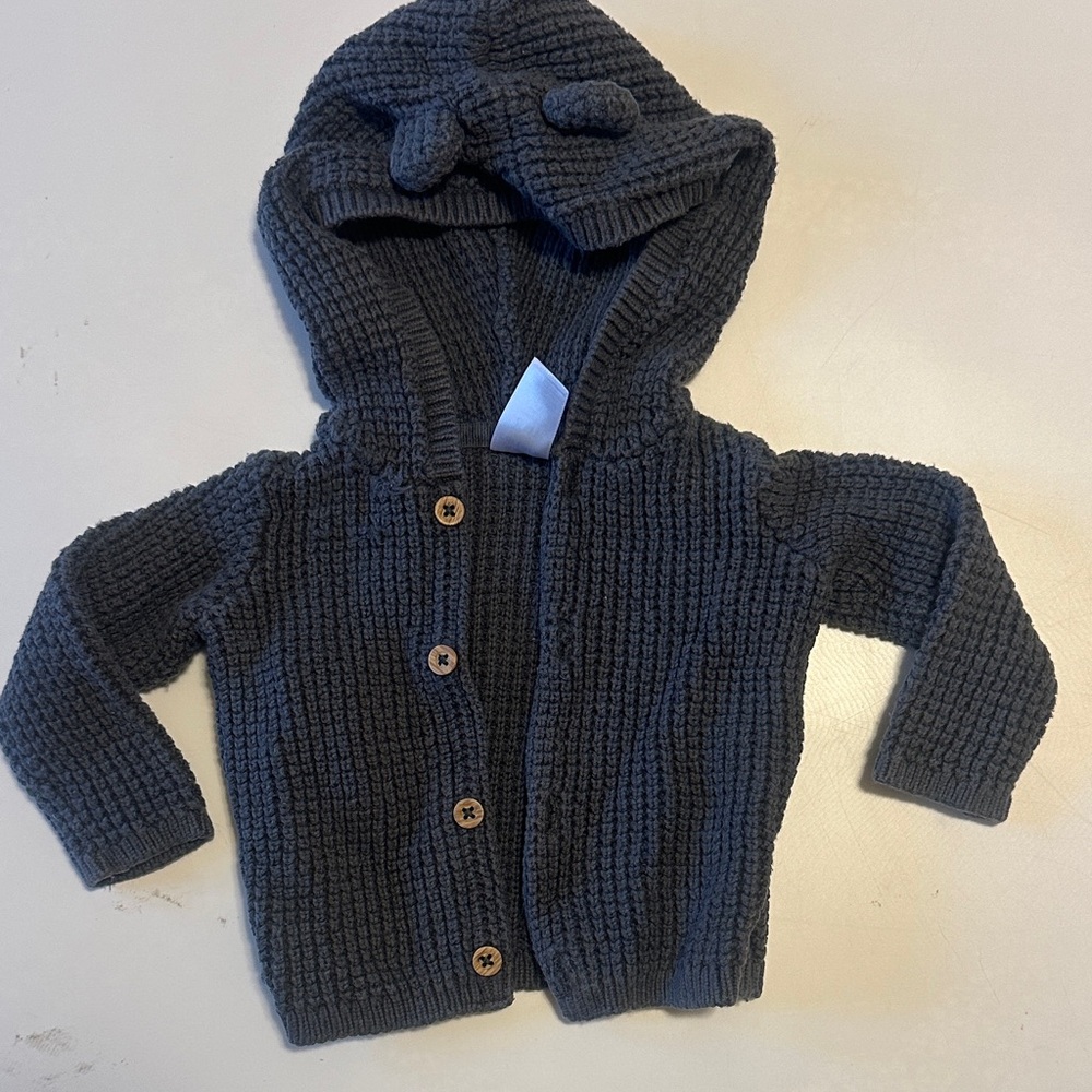 Carter's Charcoal Knit Sweater with Natural Buttons